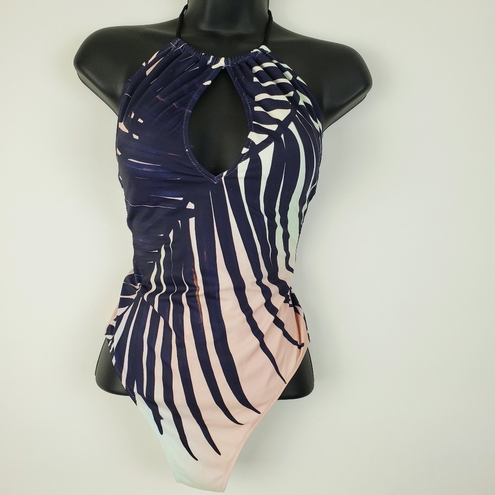 🐻 PINK Victorias Secret Blue One Piece Halter S